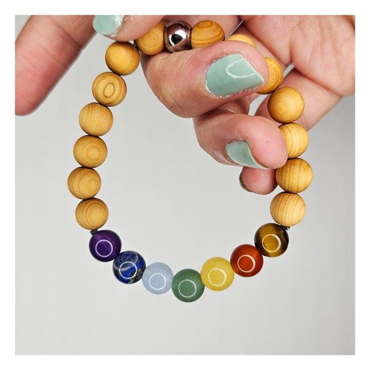 Pulsera 7 chakras madera