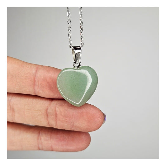 Dije Cuarzo verde corazón (con cadena)