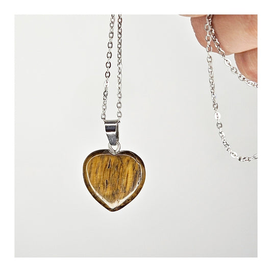 Dije Ojo de tigre corazón (con cadena)