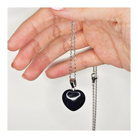 Dije Onix corazón (con cadena)