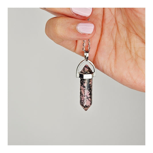 Dije rodonita pendulo (con cadena)