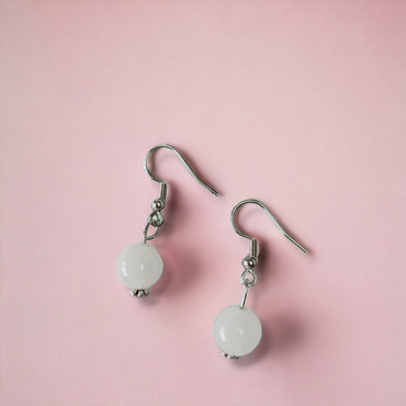 Caravanas cuarzo blanco