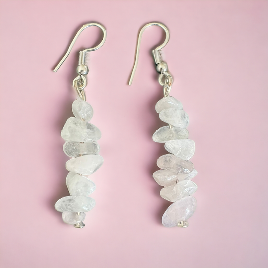 Caravanas cuarzo rosa