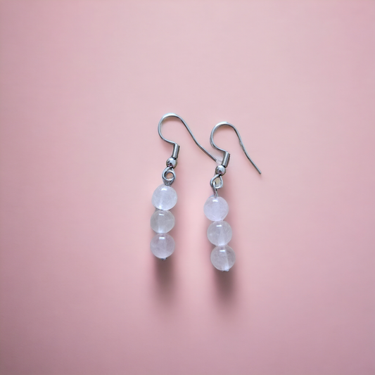 Caravanas cuarzo rosa