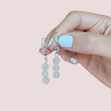 Caravanas cuarzo rosa