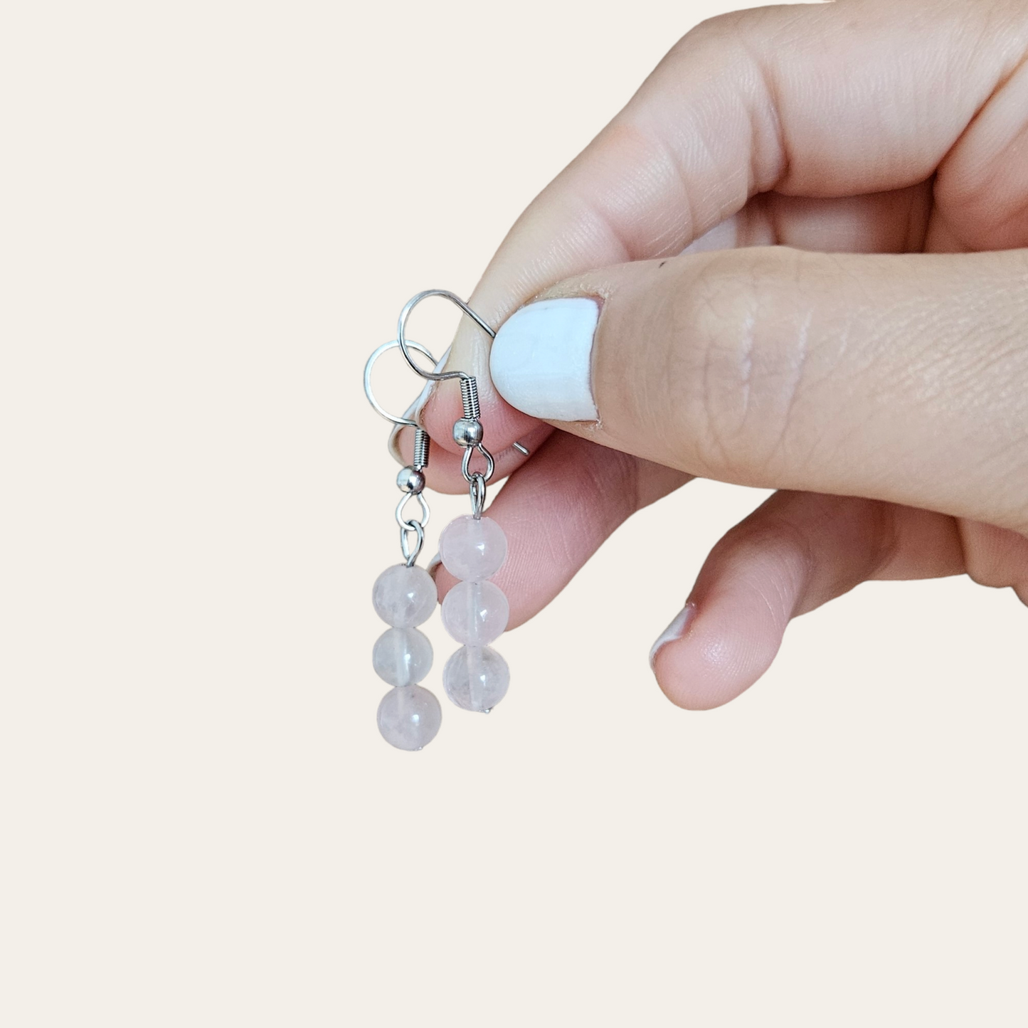 Caravanas cuarzo rosa