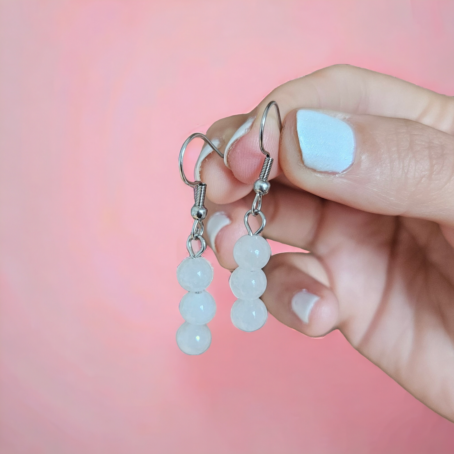 Caravanas cuarzo blanco