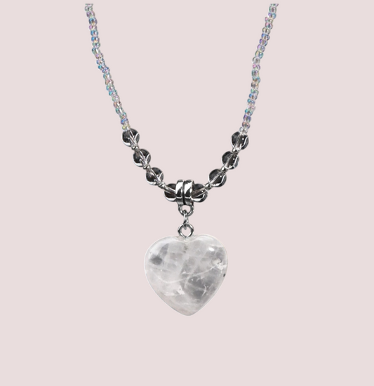 Collar cuarzo cristal corazón
