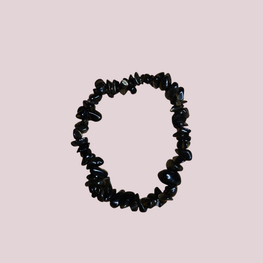 Pulsera obsidiana dorada escalla