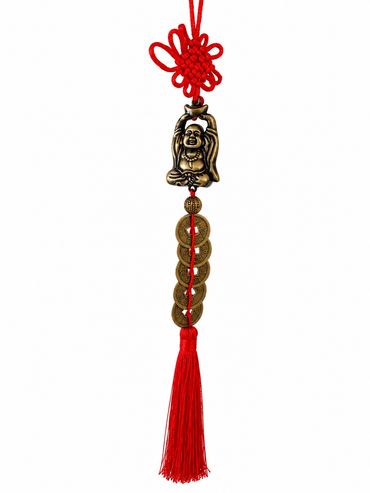 Colgante Feng Shui Buda de la Prosperidad con Monedas Chinas
