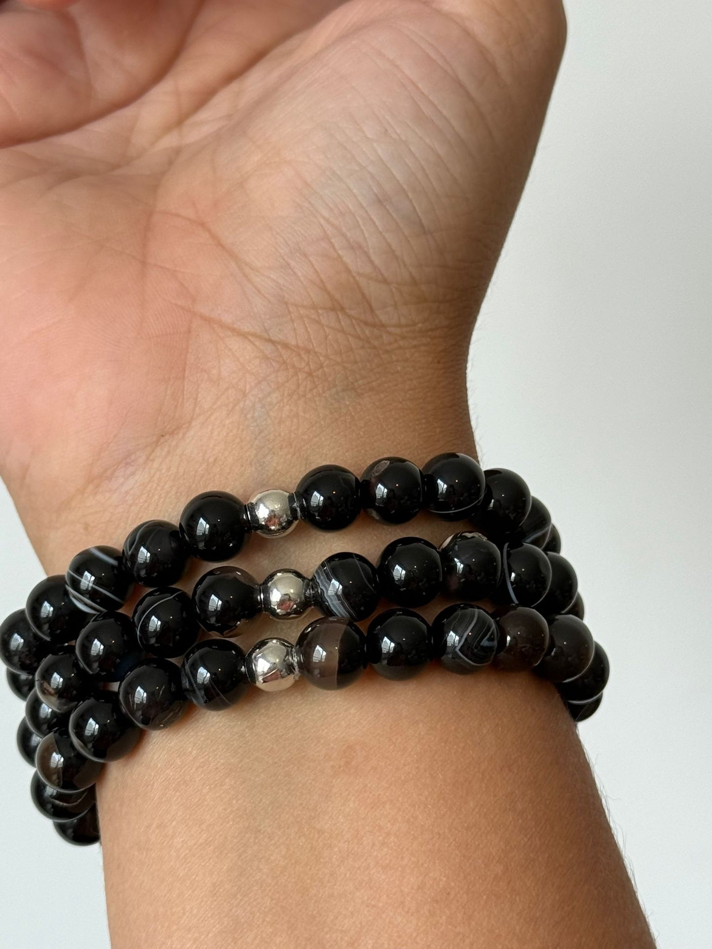 Pulsera agata negra 8mm