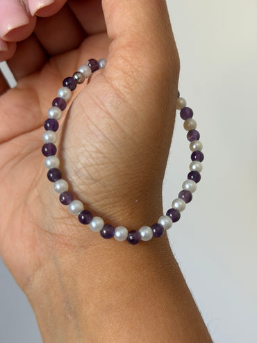 Pulsera perlas y amatista