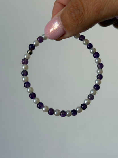 Pulsera perlas y amatista