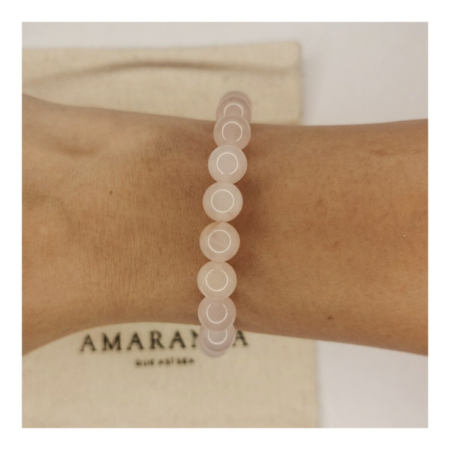 Pulsera cuarzo rosa 8mm