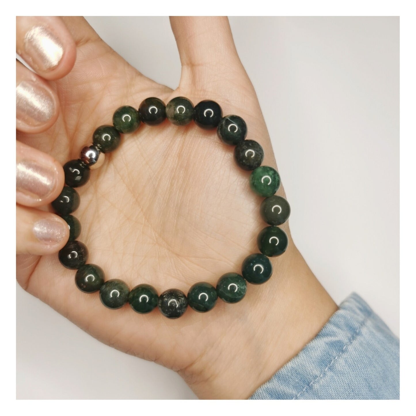 Pulsera agata verde 8mm