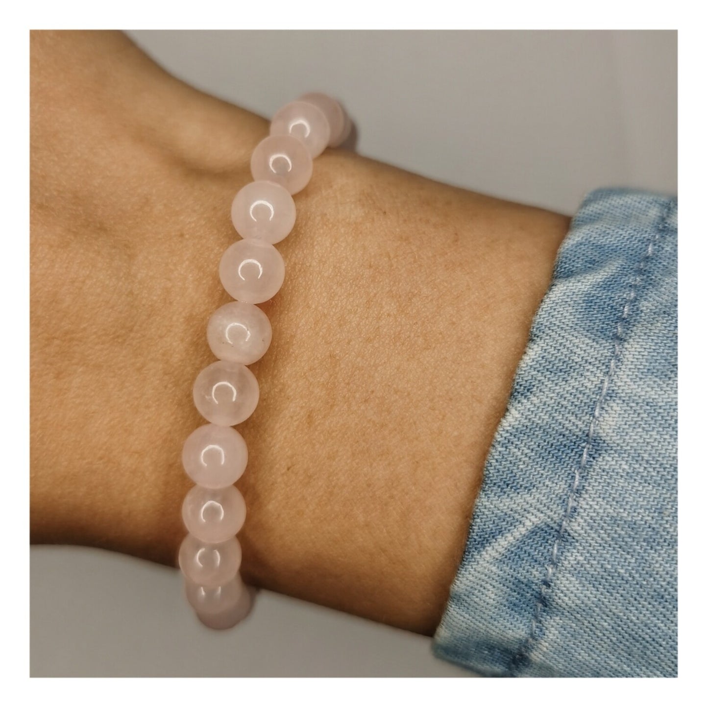 Pulsera cuarzo rosa 6mm