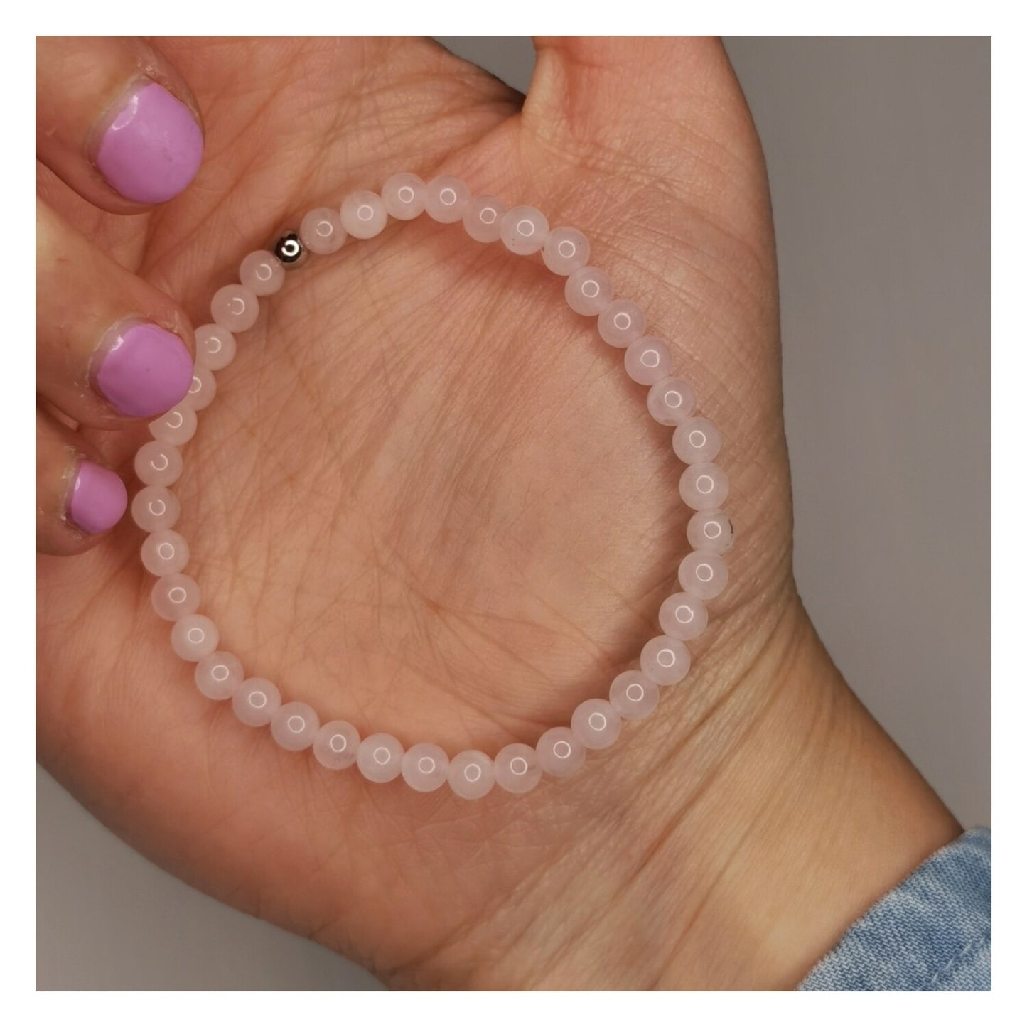 Pulsera cuarzo rosa 4mm