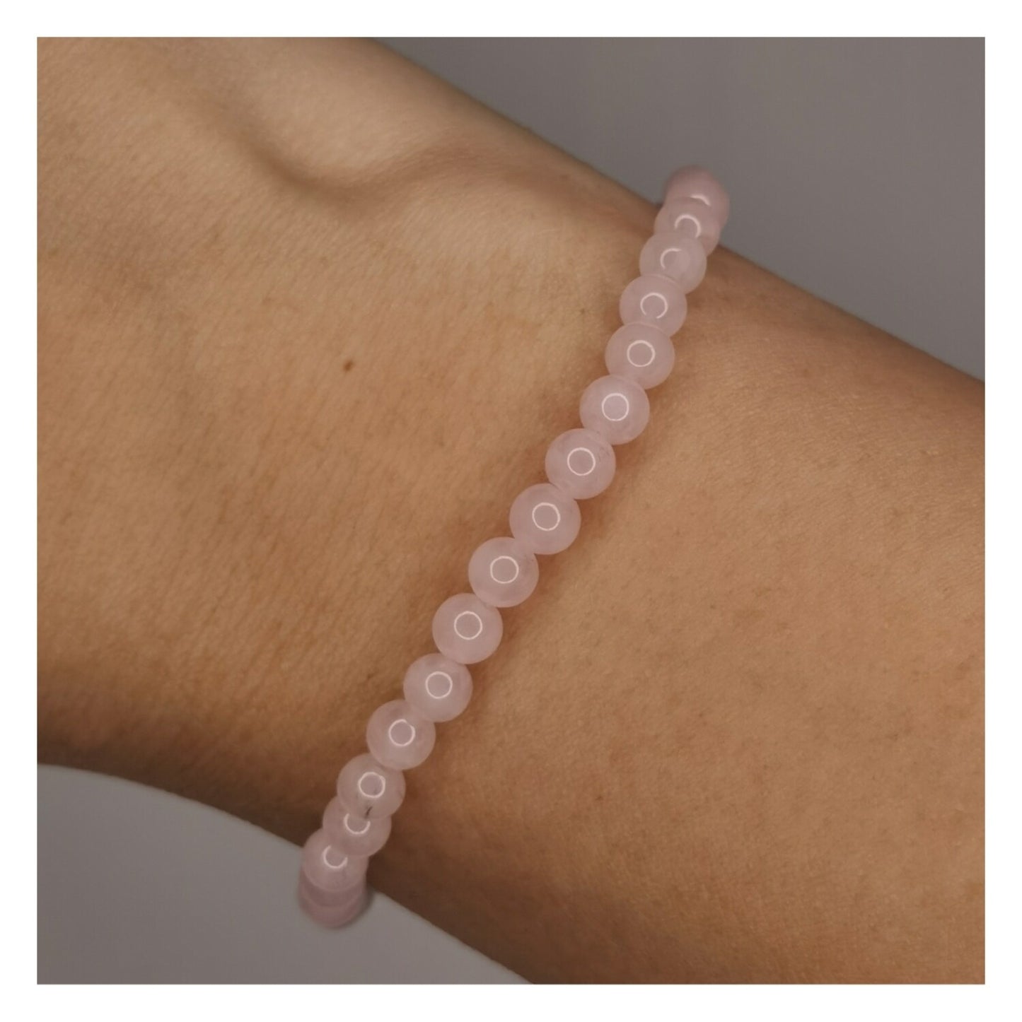 Pulsera cuarzo rosa 4mm