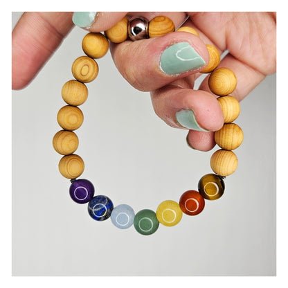 Pulsera 7 chakras madera