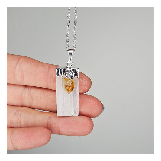 Dije Selenita con citrino (con cadena)