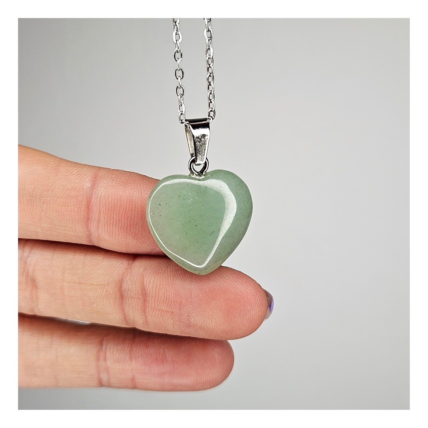 Dije Cuarzo verde corazón (con cadena)