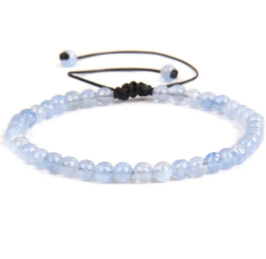 Pulsera aguamarina 4mm ajustable
