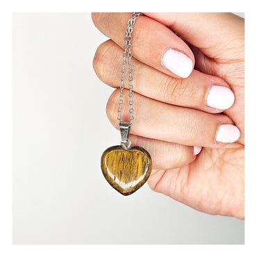 Dije Ojo de tigre corazón (con cadena)