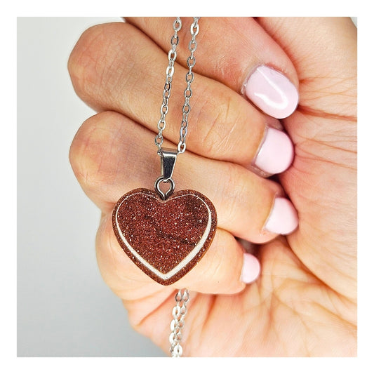 Dije Piedra del sol corazón (con cadena)