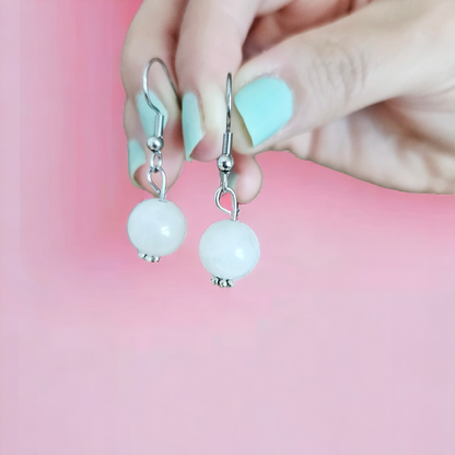 Caravanas cuarzo blanco