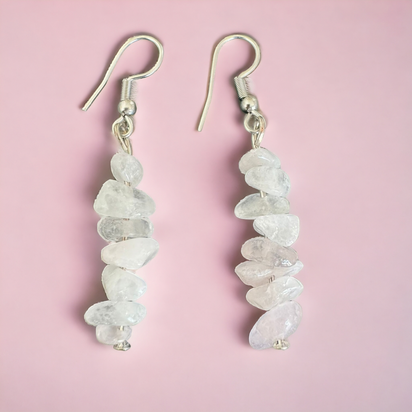 Caravanas cuarzo rosa