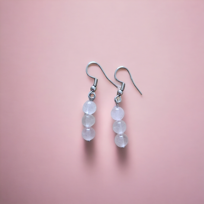 Caravanas cuarzo rosa