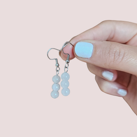 Caravanas cuarzo blanco