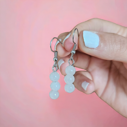 Caravanas cuarzo blanco