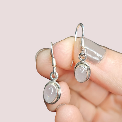 Caravanas Cuarzo Rosa plata 925