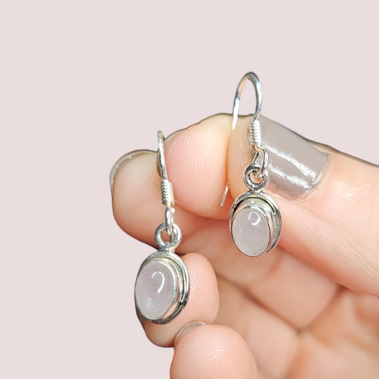 Caravanas Cuarzo Rosa plata 925