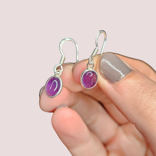 Caravanas Amatista Plata 925