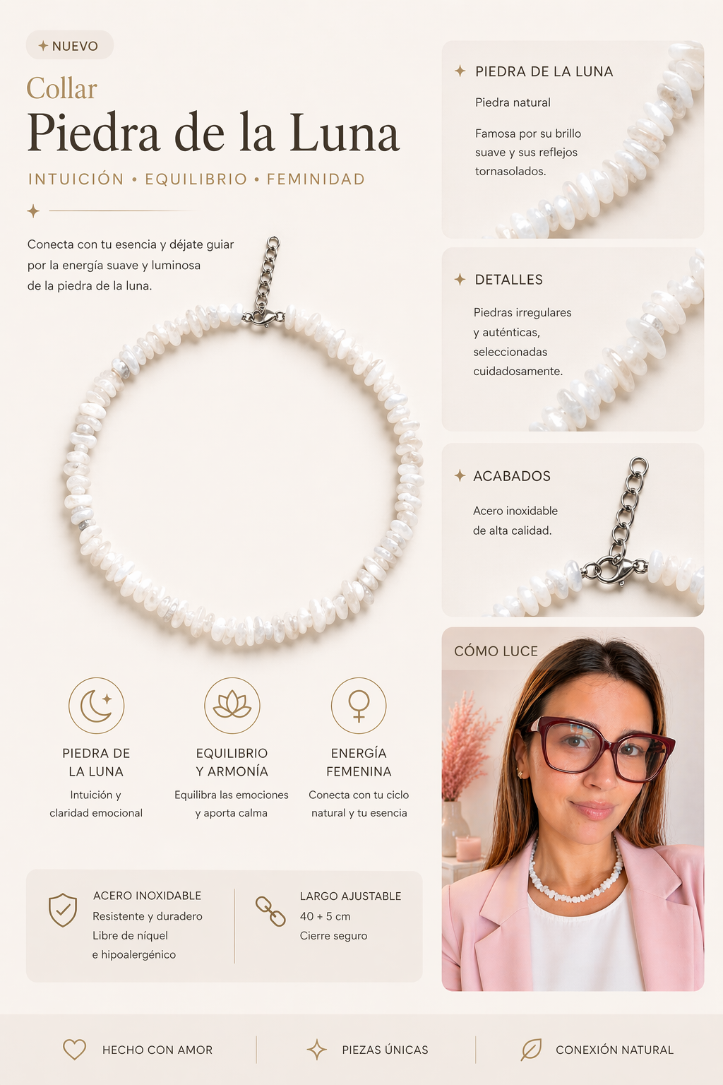 Collar piedra de la luna escalla