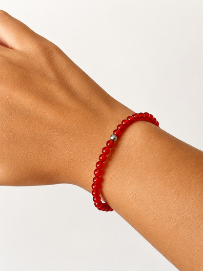 Pulsera cornalina con ojo turco 4mm
