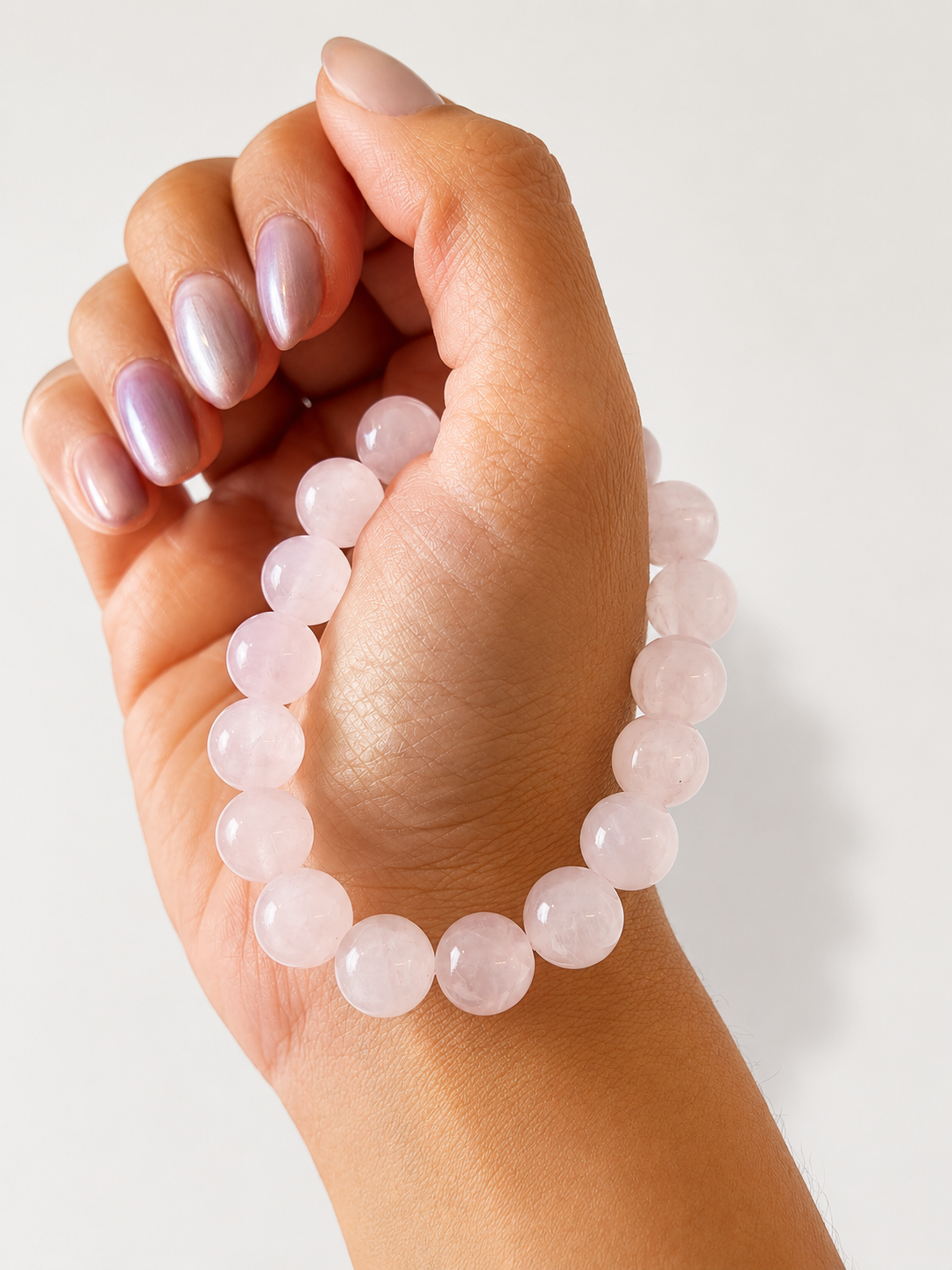 Pulsera cuarzo rosa 10mm