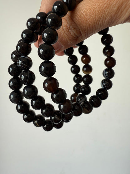 Pulsera agata negra 8mm