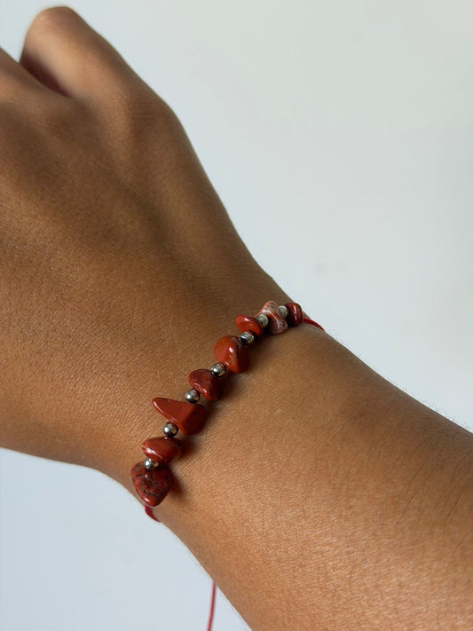 Pulsera jaspe rojo escalla ajustable
