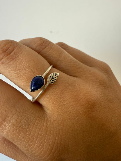 Anillo lapislázuli ajustable plata