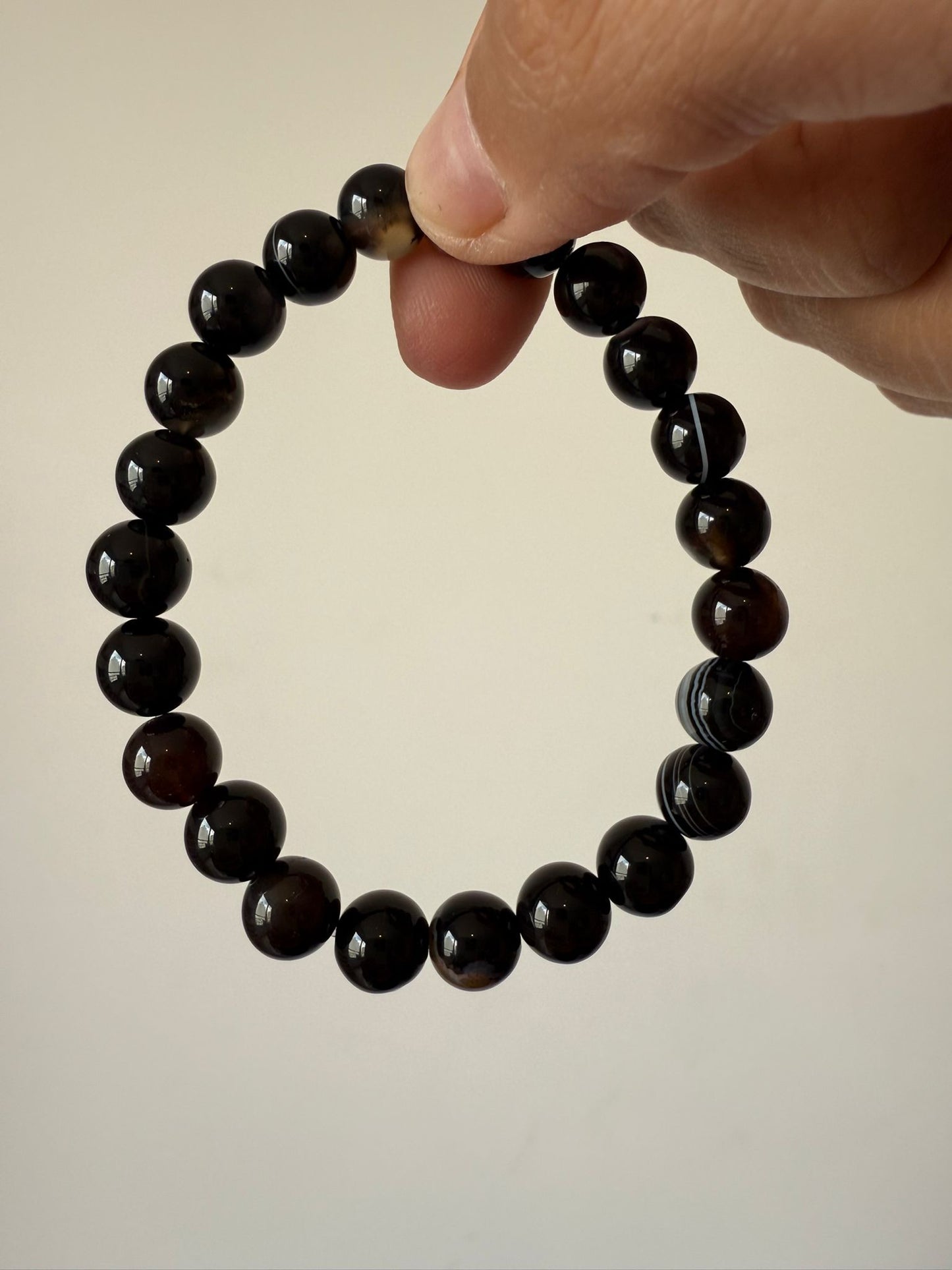Pulsera agata negra 8mm