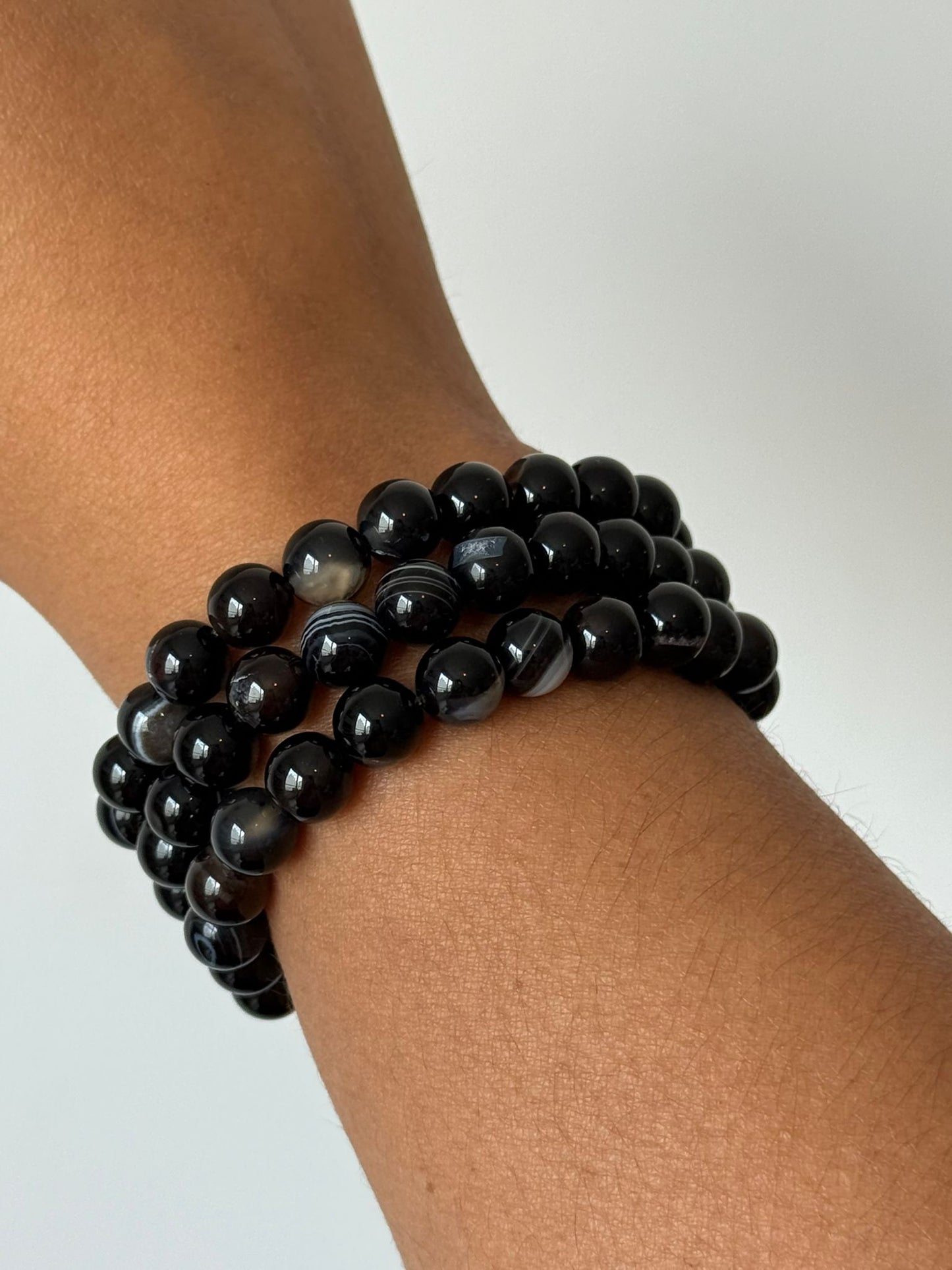 Pulsera agata negra 8mm